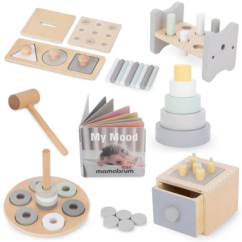 Montessori vzdělávací box pro malé děti - 6 hraček