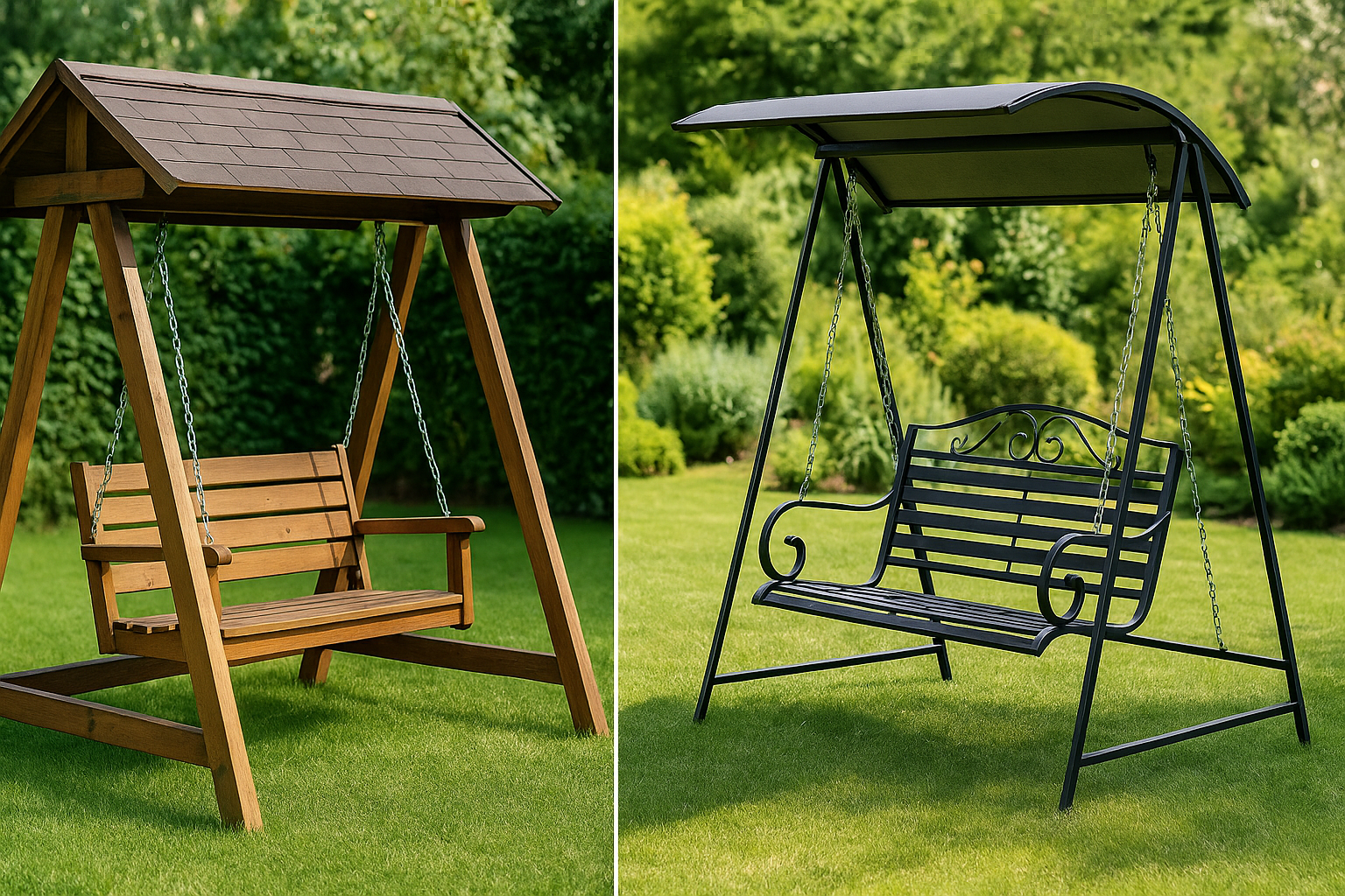 Dřevěná nebo kovová zahradní houpačka – co vybrat?