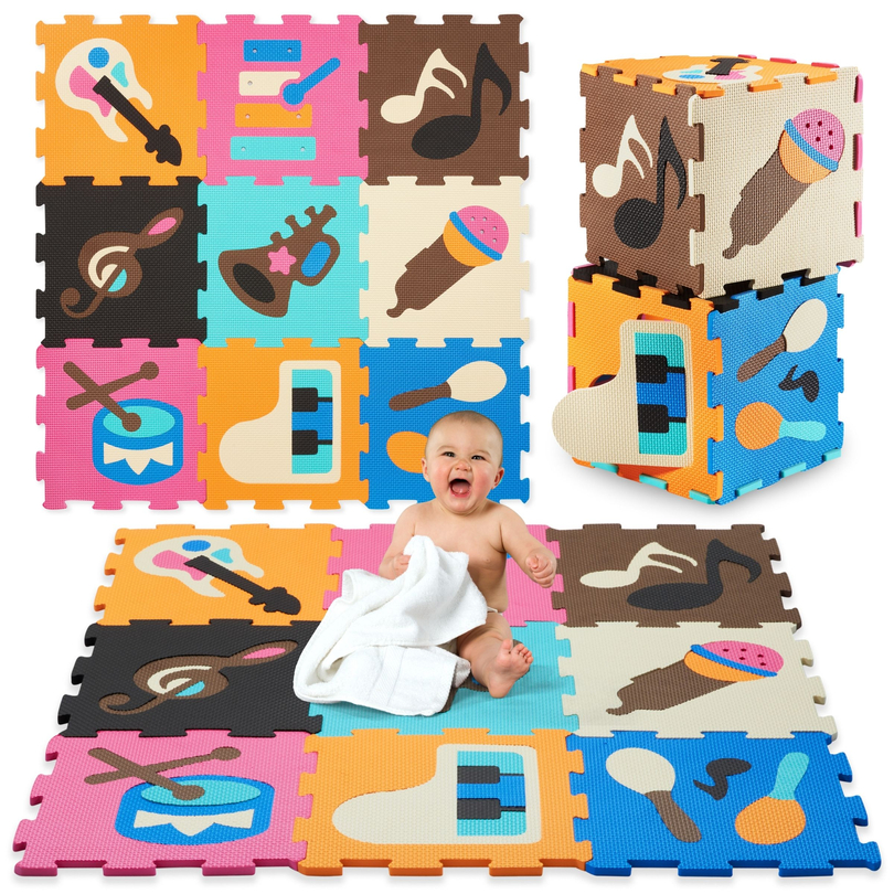 Vzdělávací rohož pěnové puzzle 90 x 90 x 1 cm - EVA pěna - vzor: nástroje