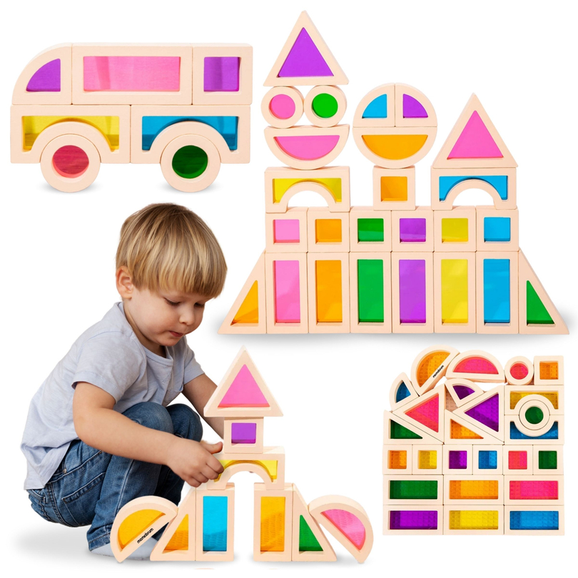 Duhové dřevěné kostky - 25 prvků