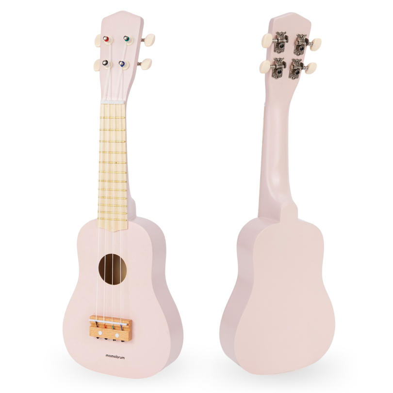 Dřevěná kytara pro děti - ukulele - růžová barva